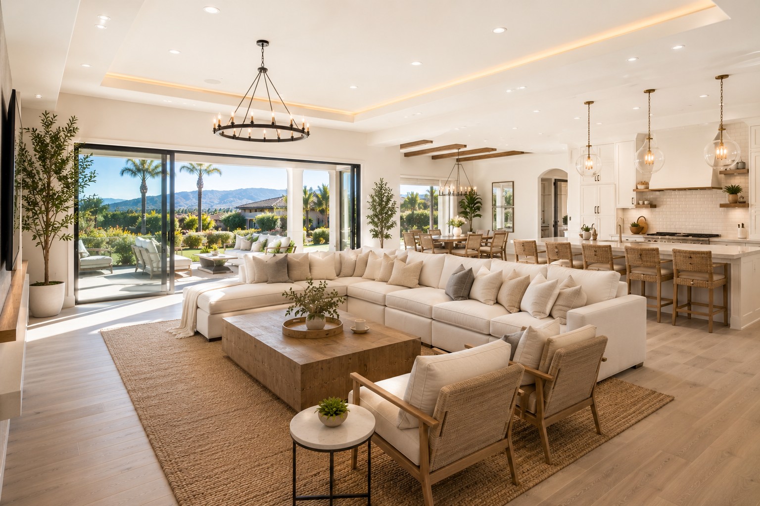 Bright comfortable Orange County living space after professional AC installation