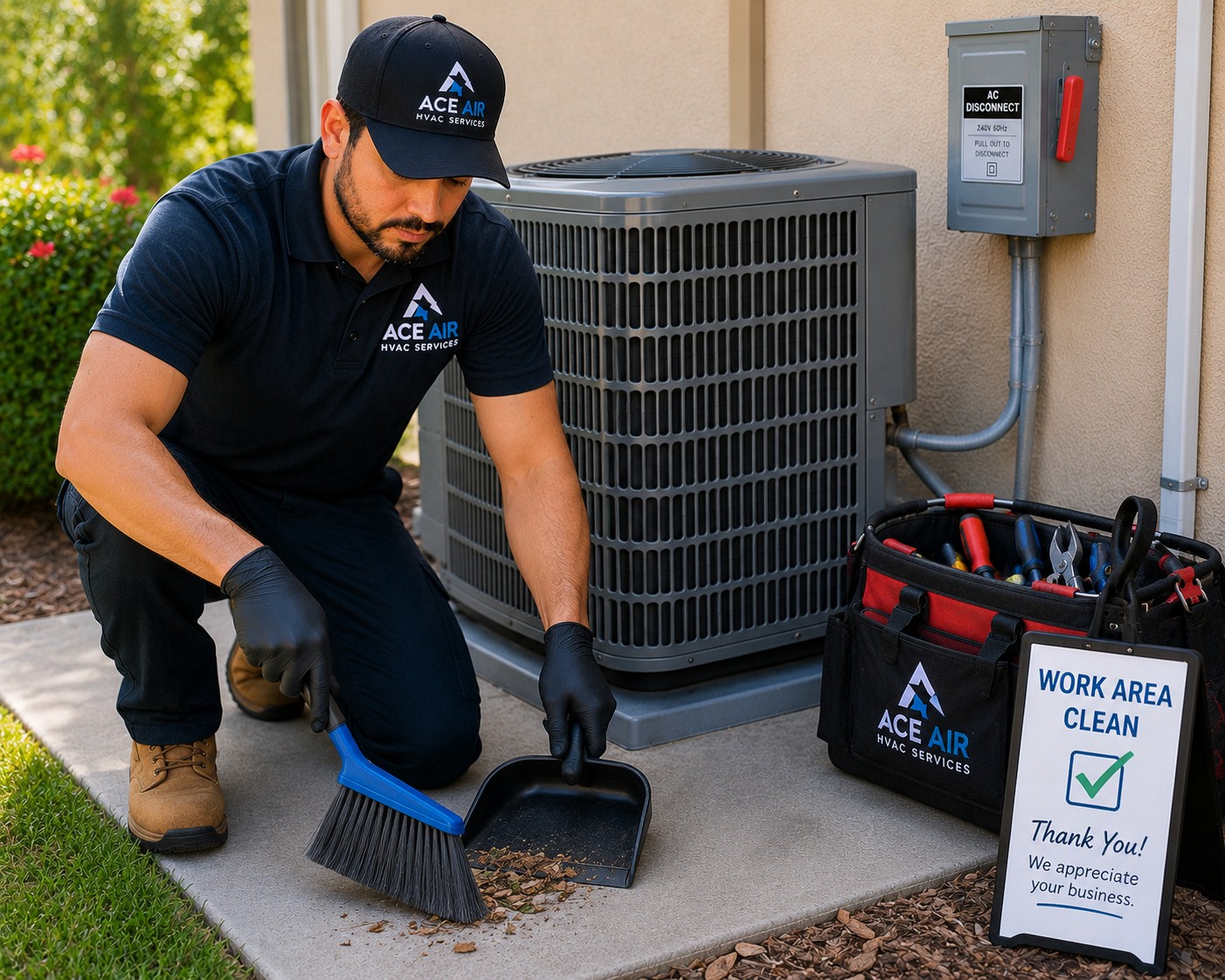 Ace Air technician completing an approved local AC repair