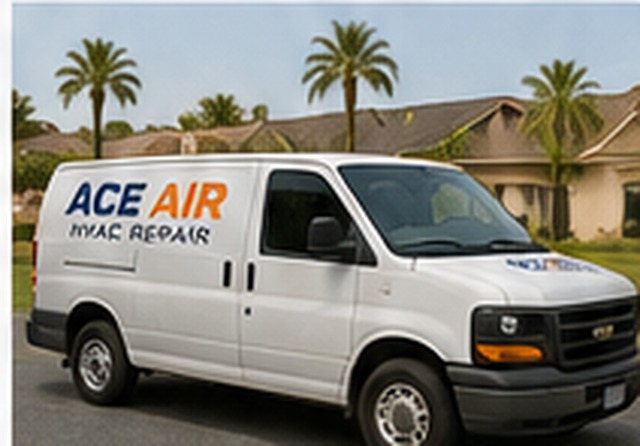 Ace Air service van serving Orange County homes